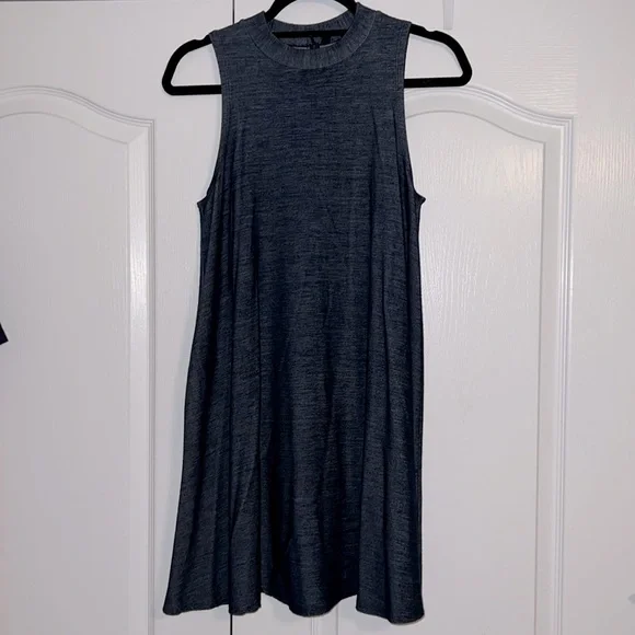 white christmas dresses Mimi Fong Mock Neck Denim Tank Dress in Charcoal – mimifong.com main image 0
